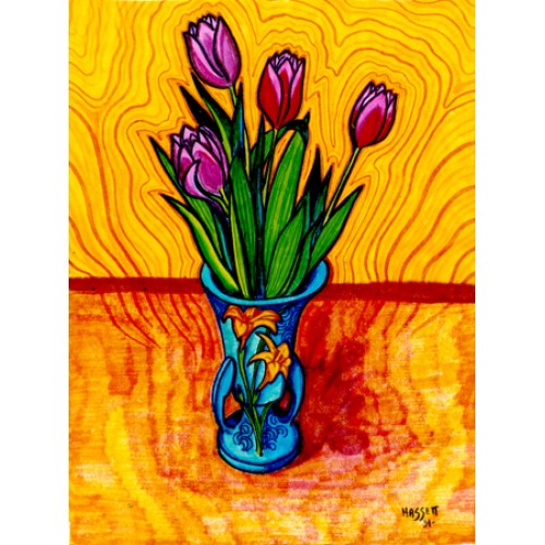 Tulips and Blue Vase