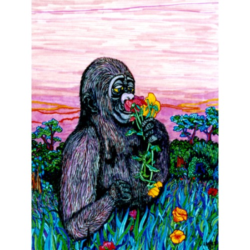 Gorilla Holding Flowers